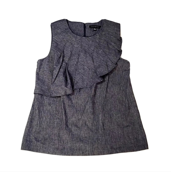 Banana Republic Linen Blend Sleeveless layered Blouse Size 8 Gray - Picture 7 of 7